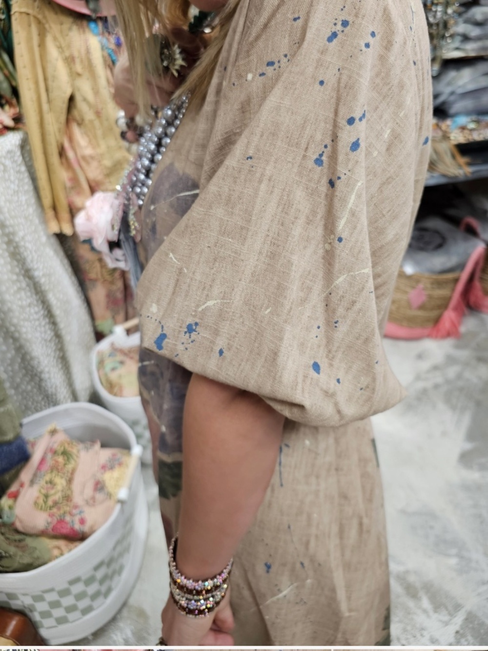 🎉 A RARE BIRD “ LINEN ROSE “ A RARE BIRD HAND MADE LINEN ROSE DRESS LONG - Picture 3 of 5